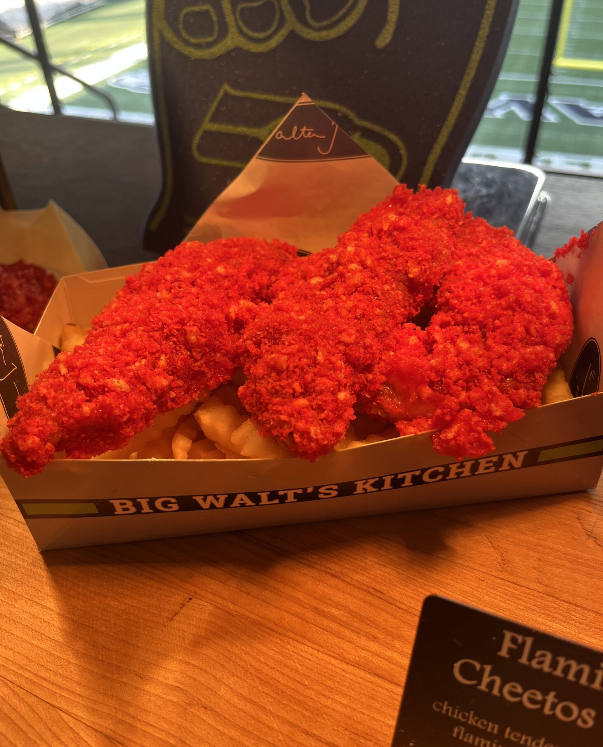 Chicken tenders covered in red dust.