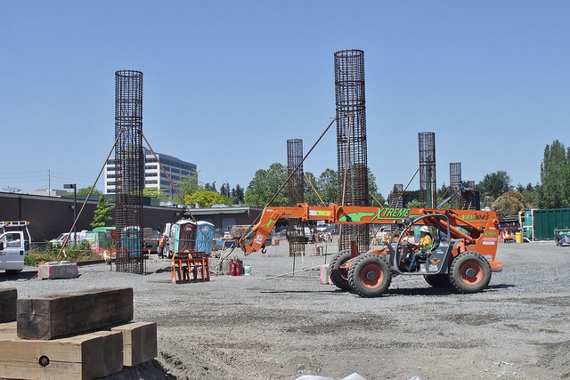 Wilburton Station construction, May 2018