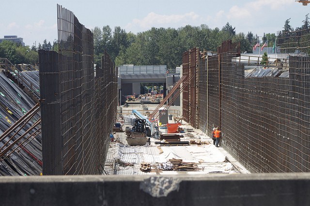 Spring District/120th Station construction