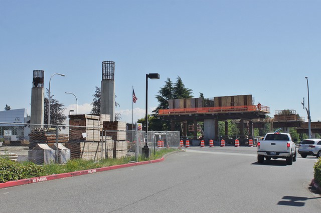 Wilburton Station construction, May 2018